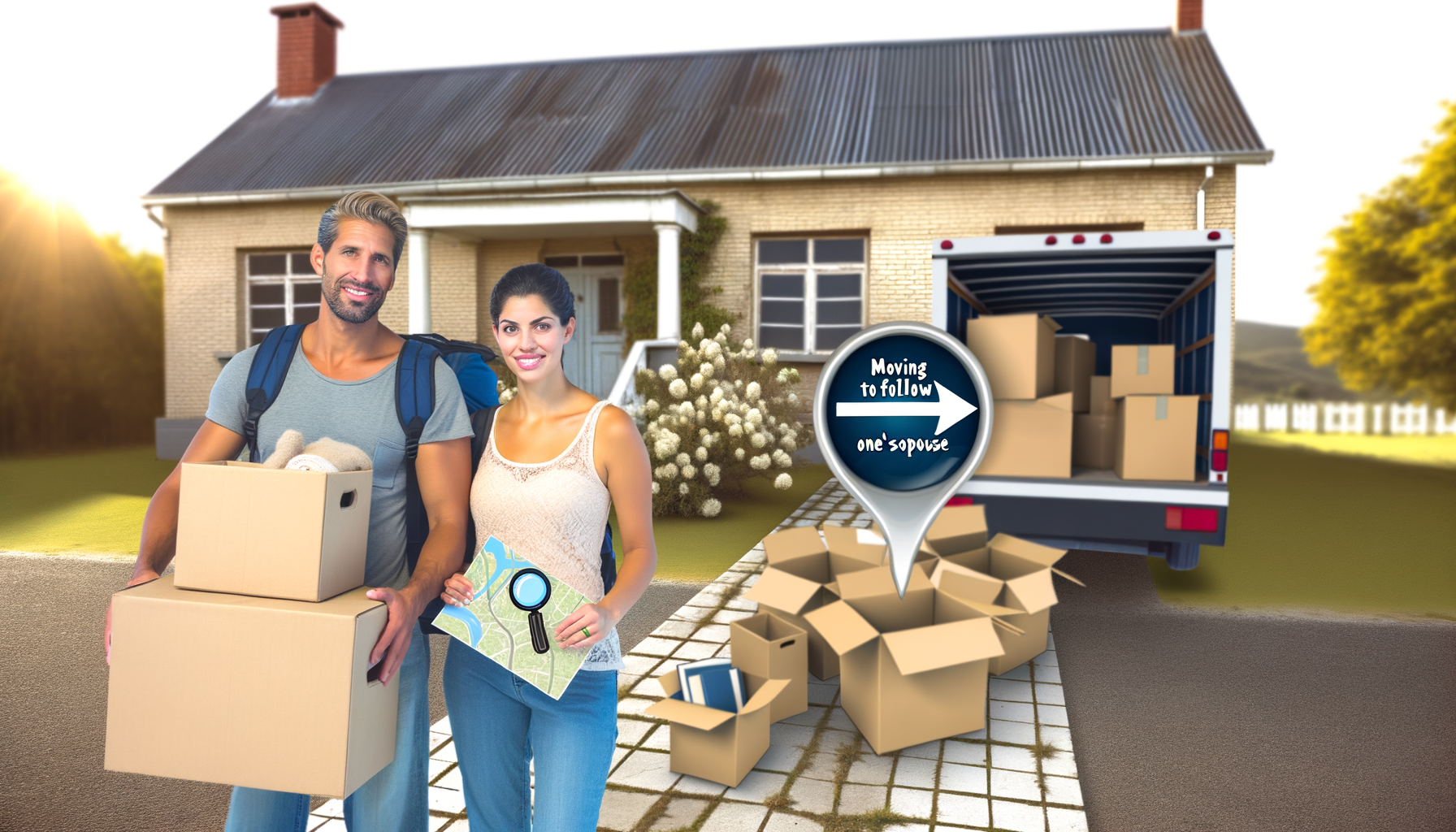 "Couple emballant des cartons pour déménager afin de suivre le travail du conjoint"
